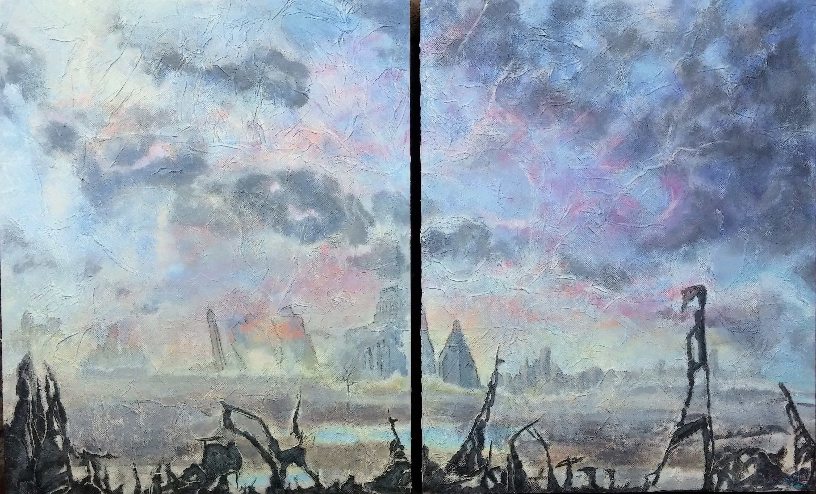 Perceived Promise by Krystal Hart, graphite on panel, 30 x 48 in