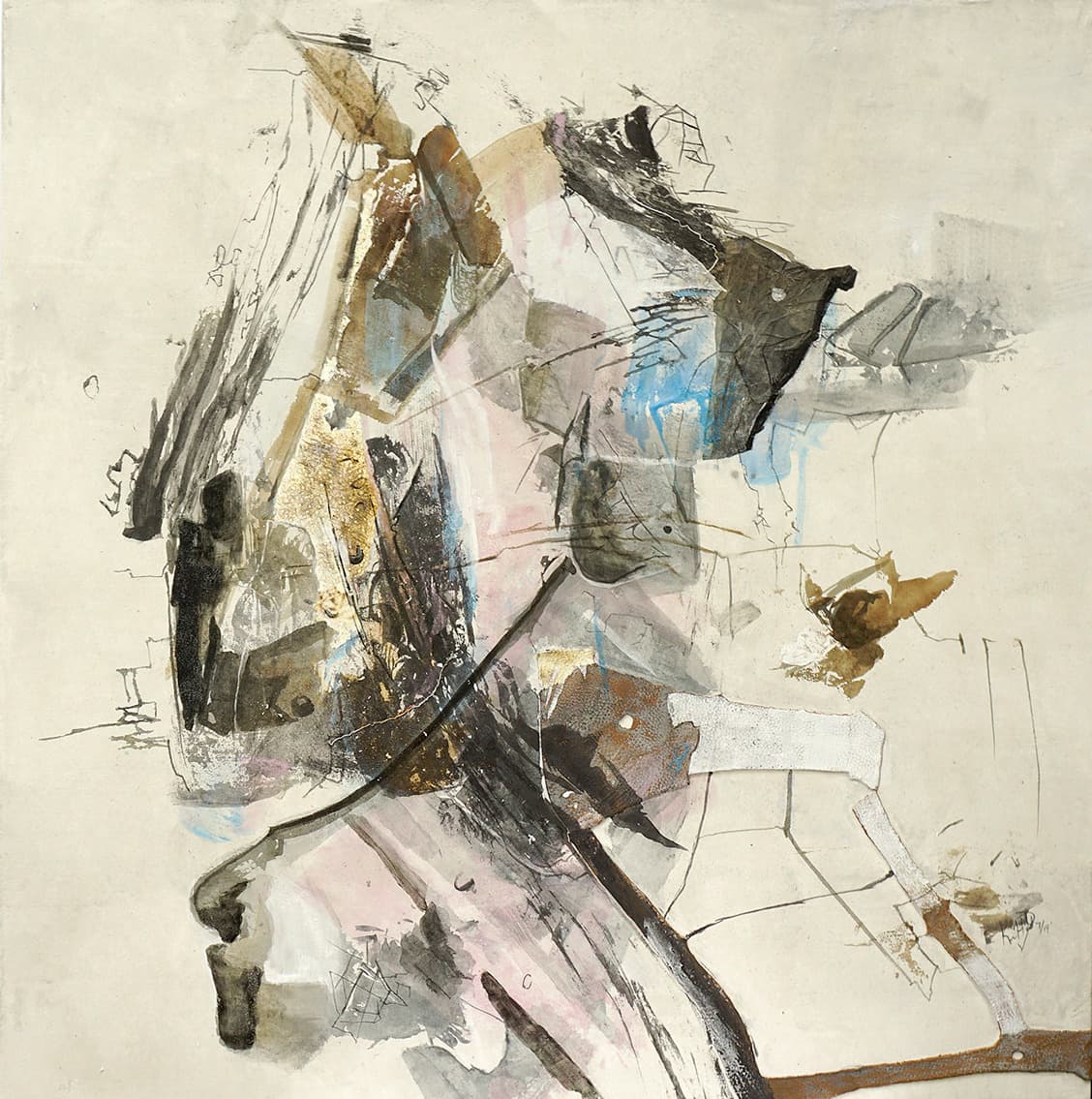 Shaken Through by Krystal Hart, graphite powder on mulberry paper mounted to panel, 24 x 24 in