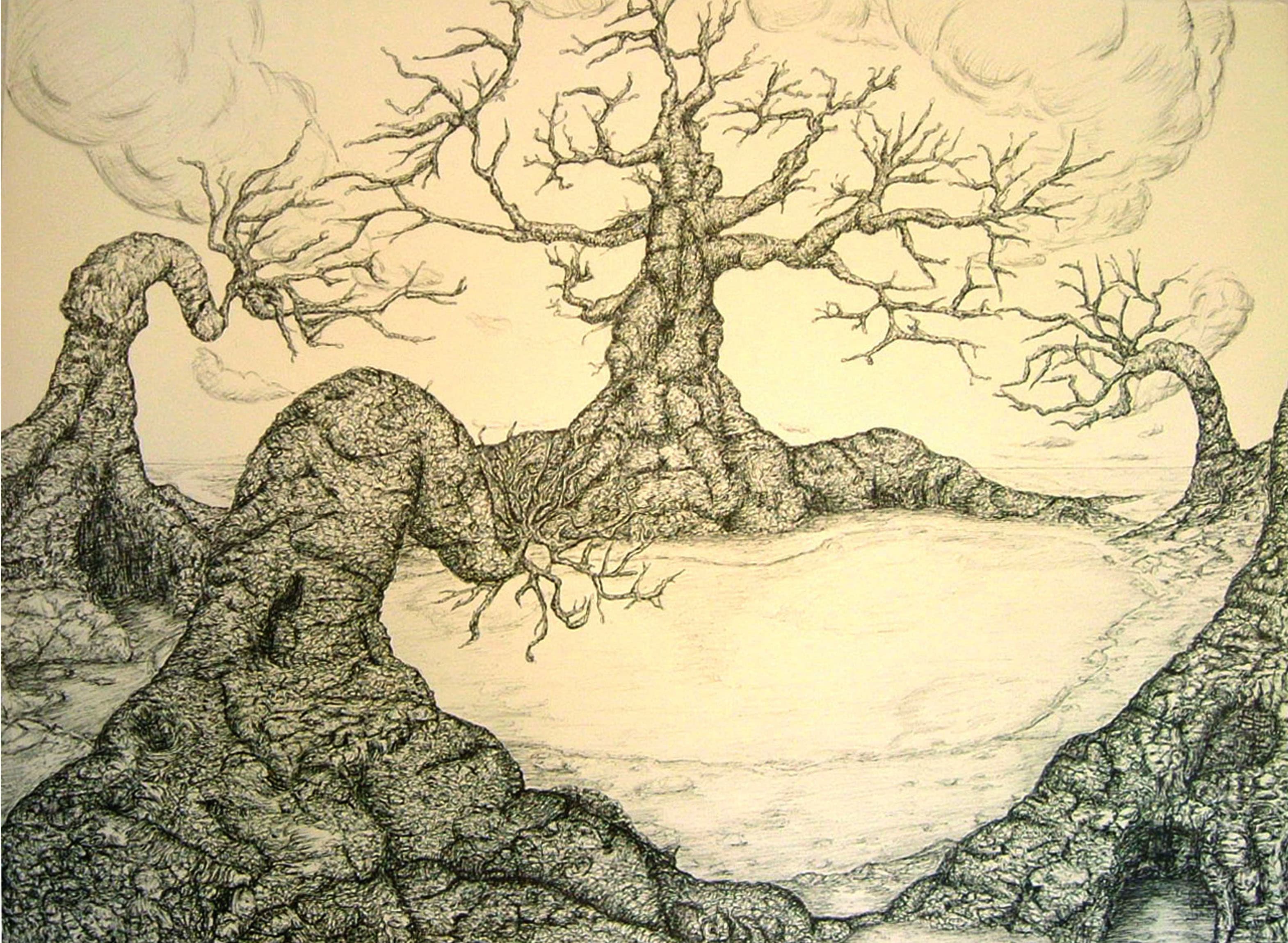 Old Souls by Krystal Hart, Ink on water color paper, 22 x 30 in